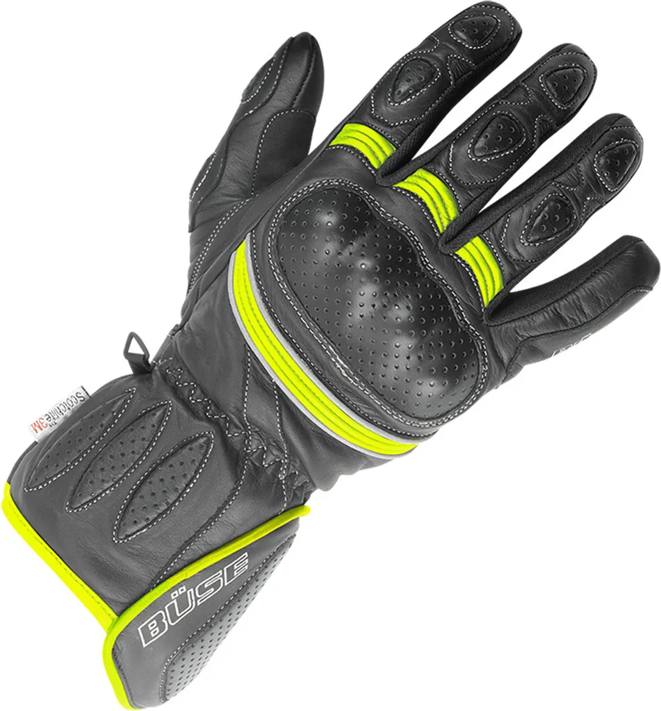 Gants de protection moto pour femme BUSE Pit Lane Noir et Jaune 6
