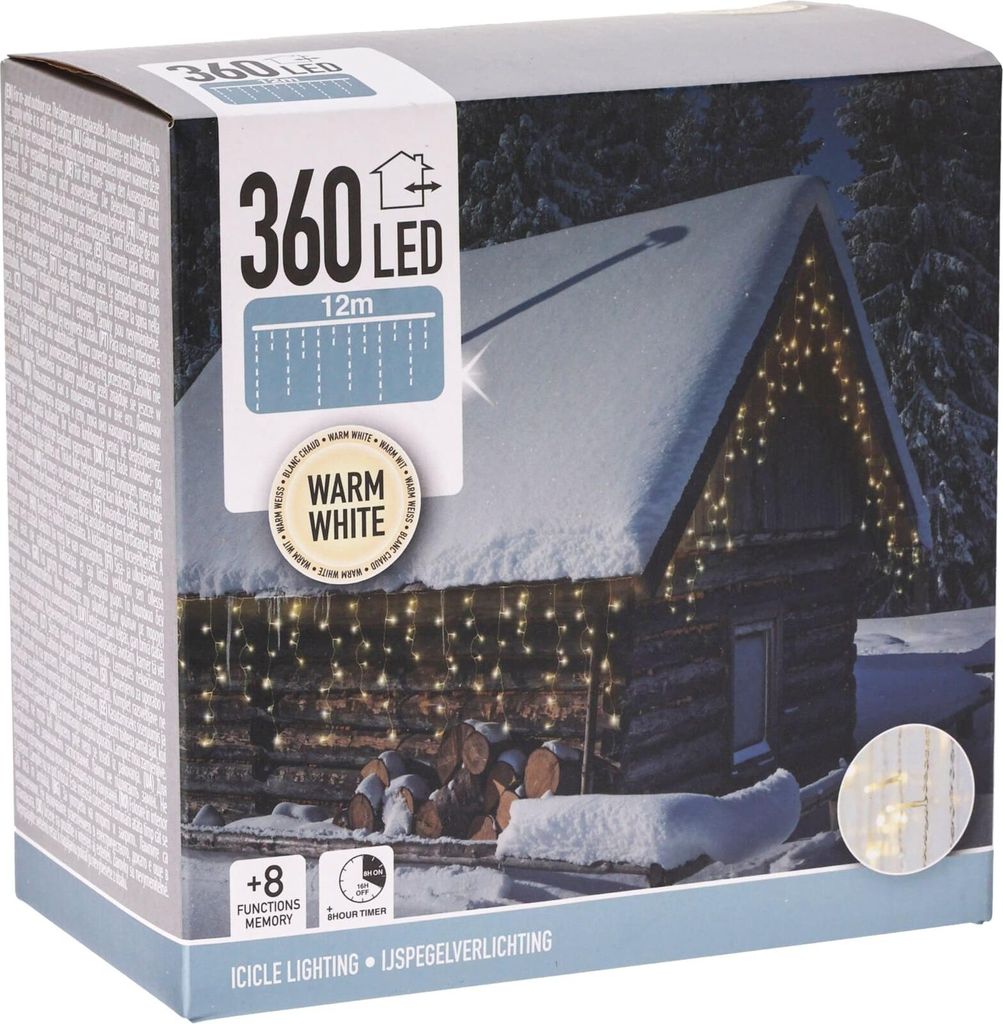 Kurtyna świetlna 360 LED Timer Ciepła biel Przezroczysty Zdjęcie produktu 