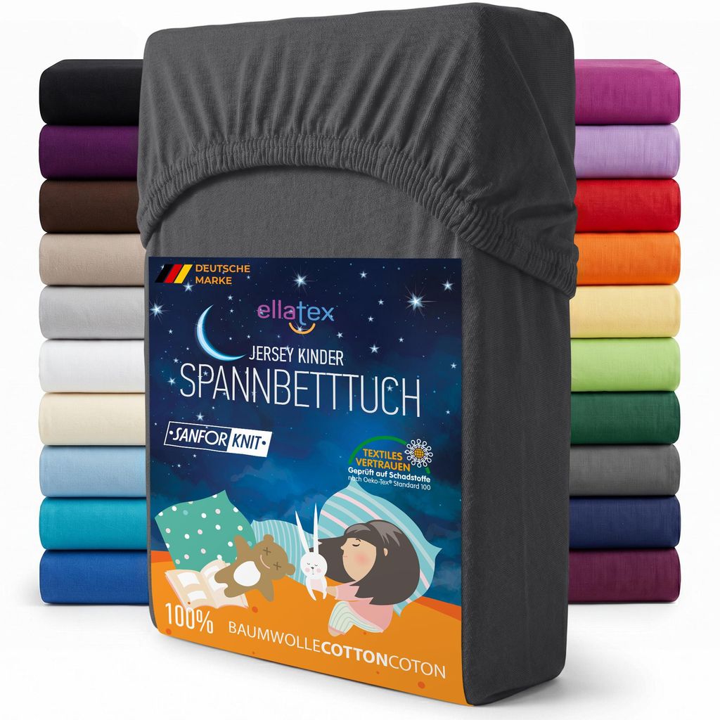 EllaTex Jersey Kinder Spannbettlaken 70x140 Baumwolle – Produktbild 