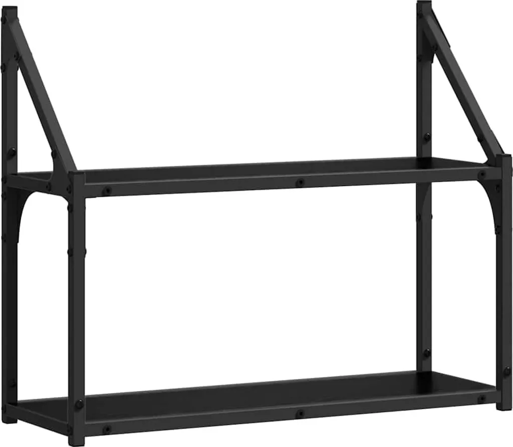 Scaffale a Muro Salvaspazio 60 cm Rovere Nero | Mensola Robusta