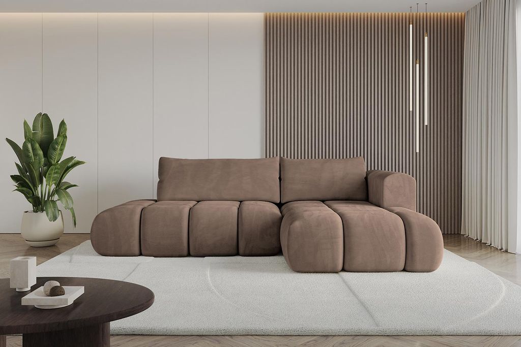 ALTDECOR Ecksofa mit Schlaffunktion und Bettkasten CLOUD-L 280x185x90 Braun - Corner Sofa Bett Eckcouch Couch L-Form Schlafcouch Ausziehbar Wohnlan...