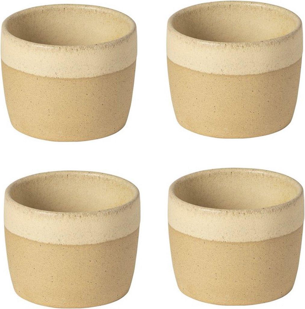 Costa Nova Arenito Kaffeetassen – Sandgelb – 4er-Set – Handgefertigt in Portugal – 20 cl Steingutbecher – Höhe 6,6 cm