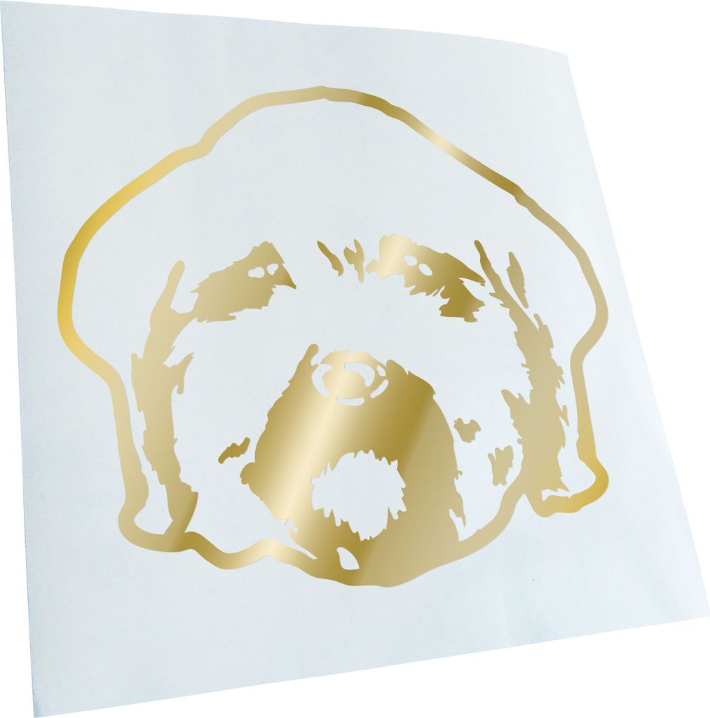 Kiwistar - Autoaufkleber - Maltipoo Hund - Goldchrom - 40x33cm - Aufkleber für Auto, Laptop, Fahrrad, LKW, Motorrad mehrfarbig JDM Decal Racing