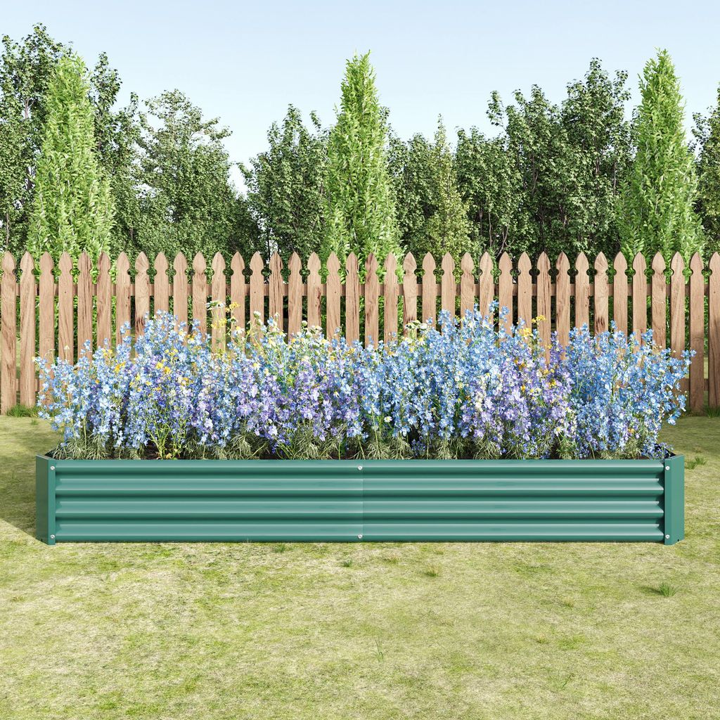 8x4x1ft Hochbeet Metall Pflanzenbeet, Hochbeete für Garten aus robustem Stahlblech , Rostschutz, Hochbeet Bausatz ohne Boden,für Gemüse,Blumen,G...