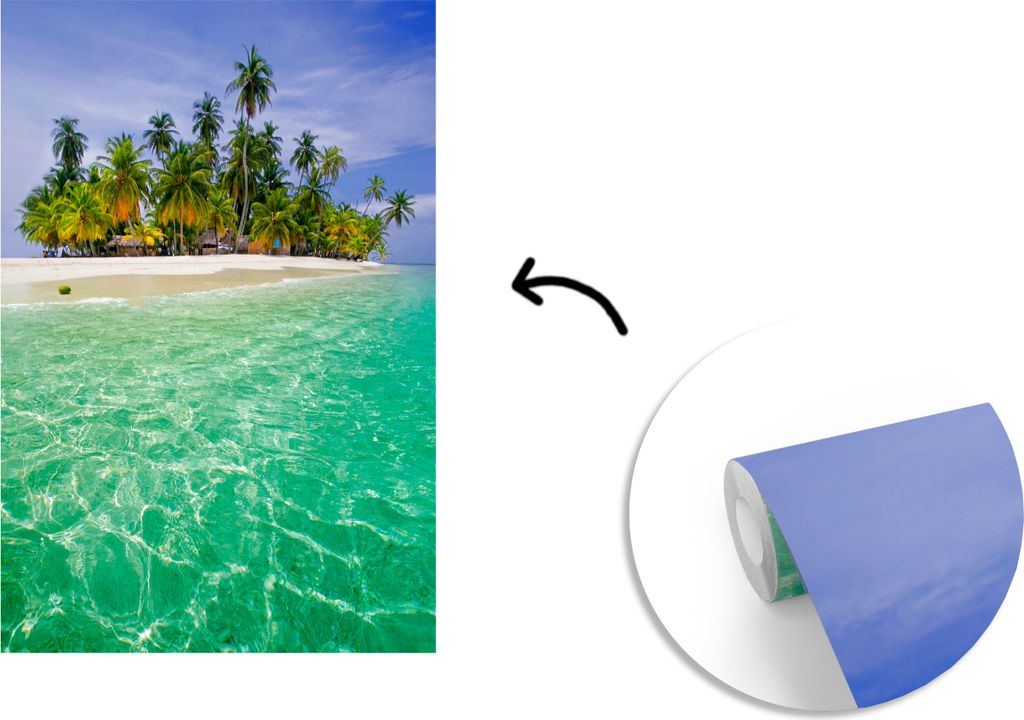 MuchoWow Fototapete für Wohnzimmer oder Schlafzimmer Wandtapete Vinyl Motivtapete Tropische Insel der San-Blas-Inseln in Panama - 190x280 cm - K...