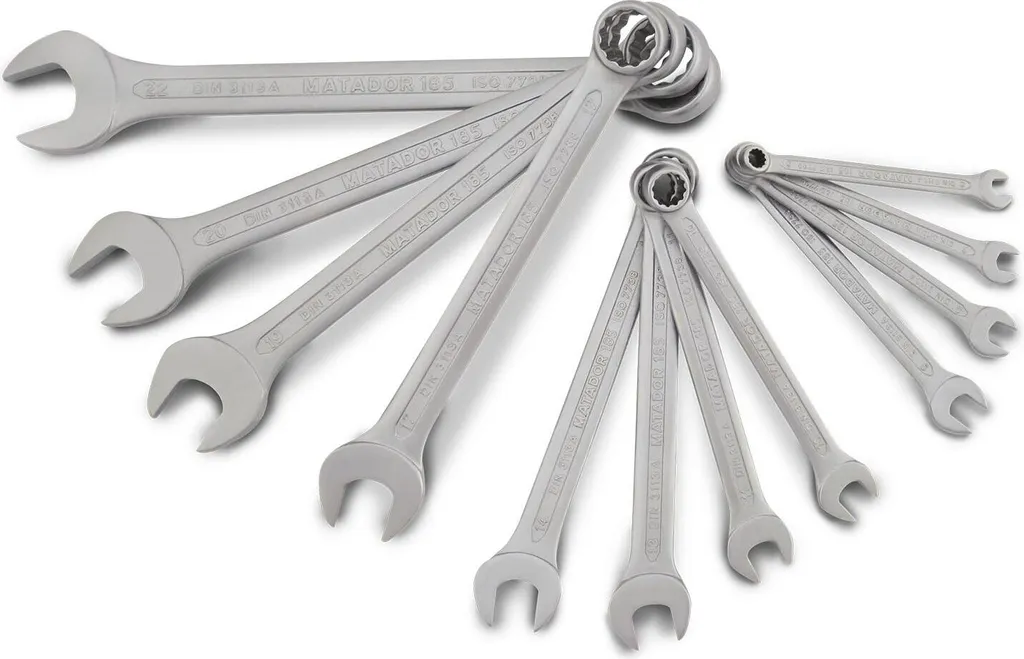 Set de clés mixtes métriques série A, 12 pièces de 6mm à 22mm acier