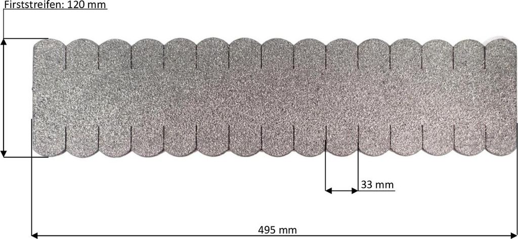 2 Streifen Dachschindeln Biberschwanz (33 mm) - First grau Produktbild 