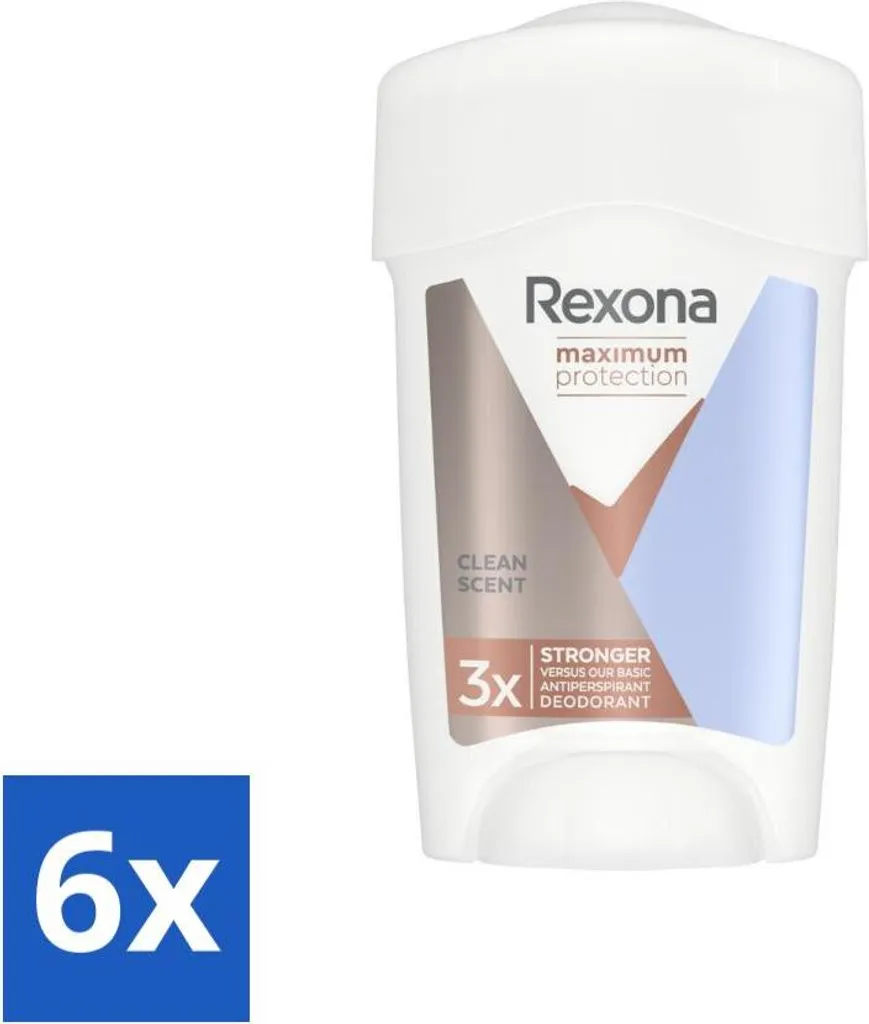 Rexona - Deodorante Stick - Donna Massima Protezione Profumo Pulito - Antitraspirante - 45 ml - confezione risparmio - 6 pezzi