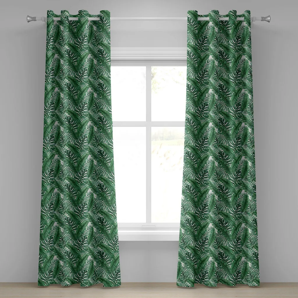 Rideaux décoratifs 2 panneaux motif jungle tropicale 280 x 175 cm