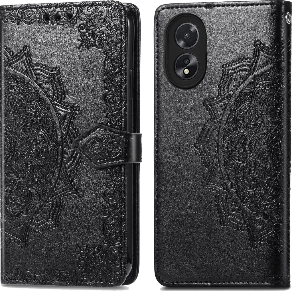 Custodia Elegante Mandala Oppo A18 / Oppo A38 Nero - Design a Libro