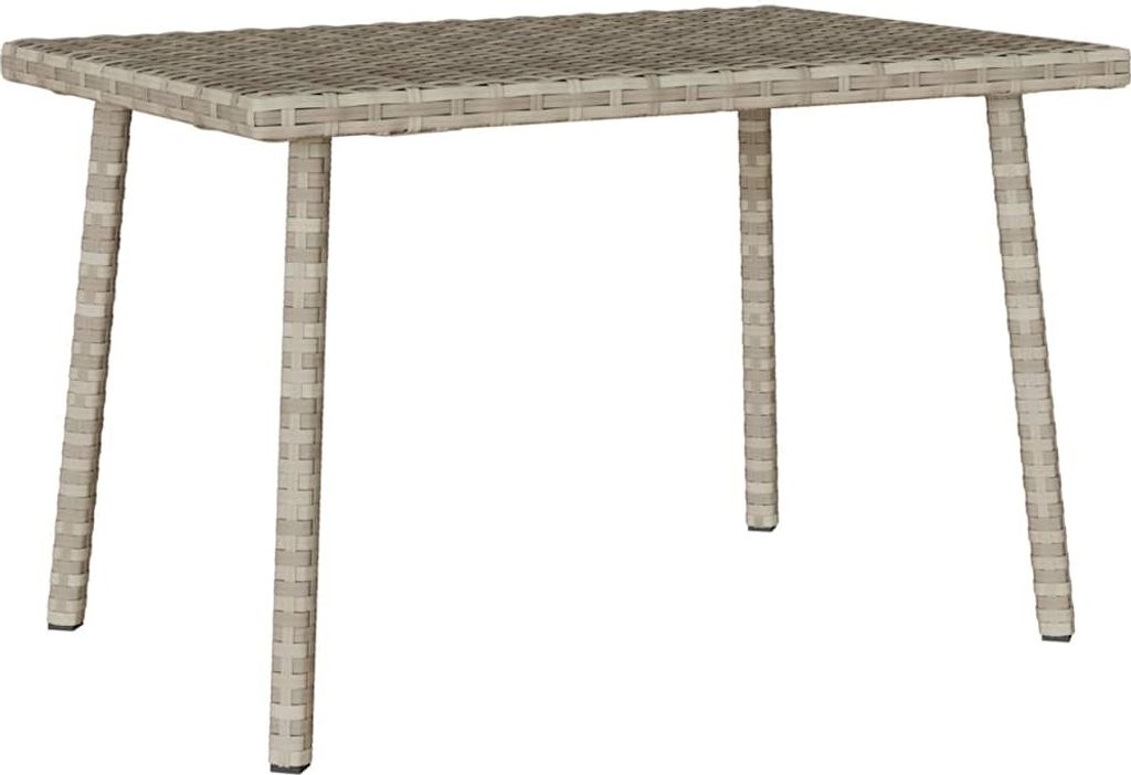 (Robust Möbel)Terrassentisch - elegantes Design - Garten-Couchtisch Rechteckig Hellgrau 60x40x37cm Poly Rattan - Gartentische DEMöbel382017