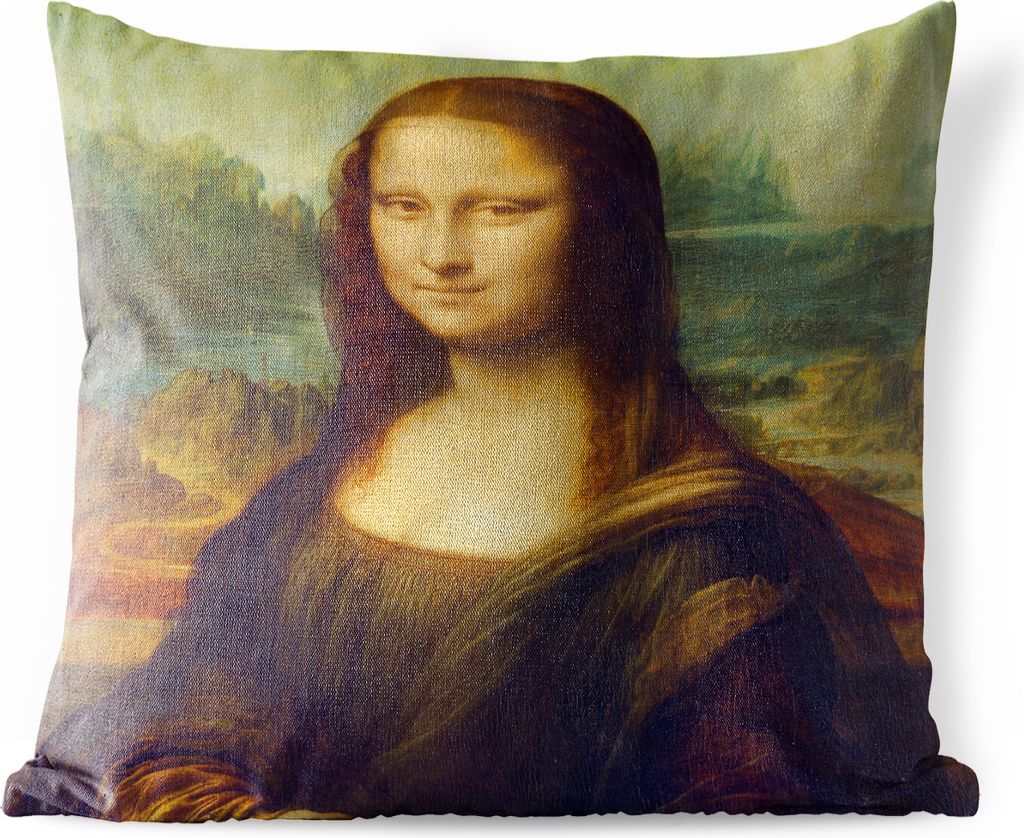 MuchoWow Outdoor Kissen - Mona Lisa - Leonardo da Vinci - 45x45 cm - Wetterfest - Lounge Kissen - Fotokissen - Dekoratives Kissen