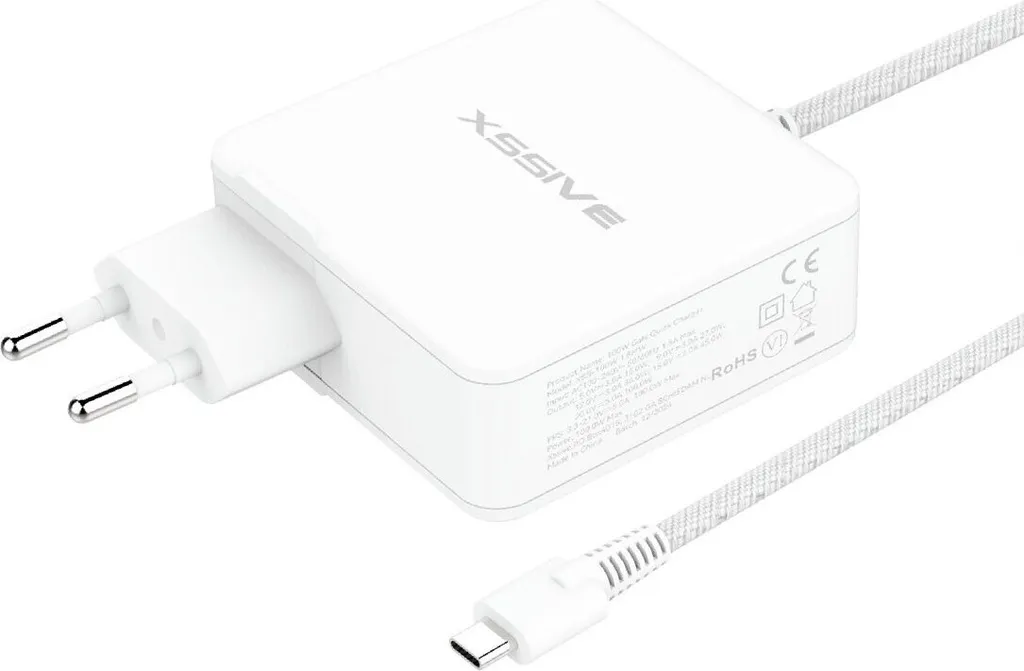 Xssive XSS-100W Chargeur Secteur GaN 100W USB-C Ultra Rapide - Blanc