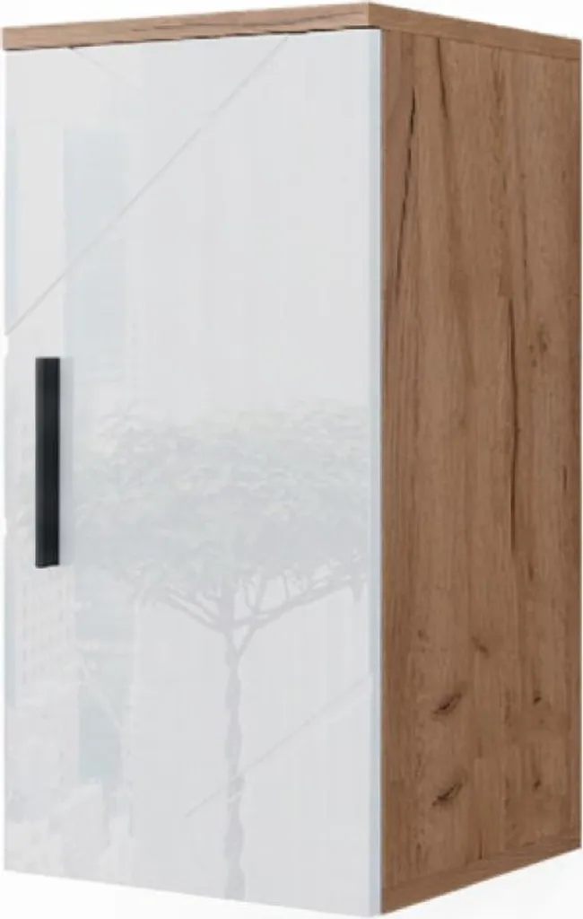 Armoire Vicco Irma Blanc Brillant et Chêne Doré 30x59 cm Modèle 40505