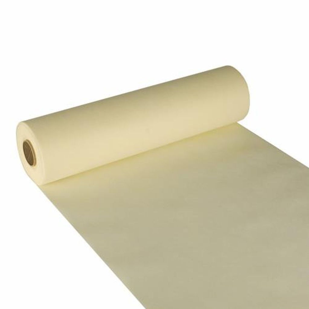 Papstar Tischläufer, stoffähnlich, Vlies "soft selection" 24 m x 40 cm creme auf Rolle, 4 Rollen