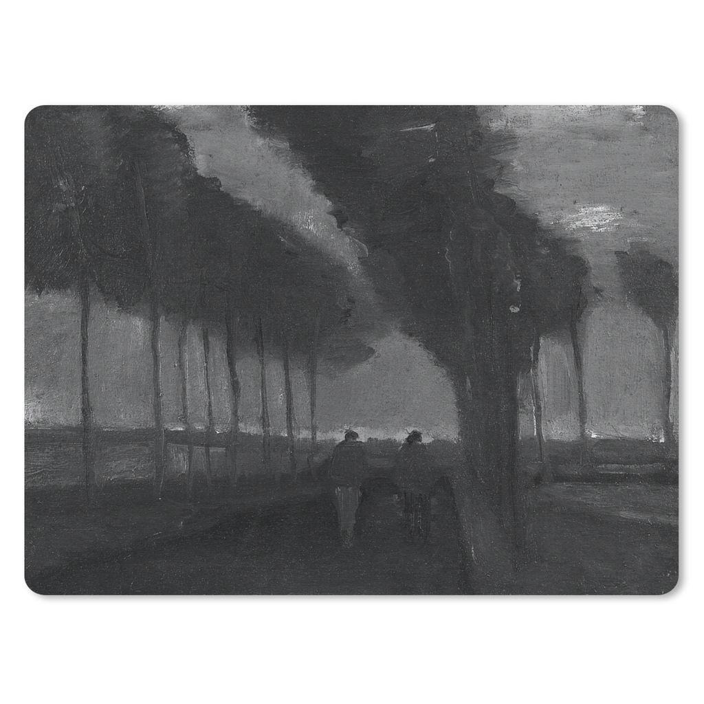 MuchoWow Mauspad Mousepad Landstraße mit zwei Figuren - Vincent van Gogh - Schwarz - Weiß 40x30 cm - Mousepads - Maus Mat - Pad - Mausunterlage...