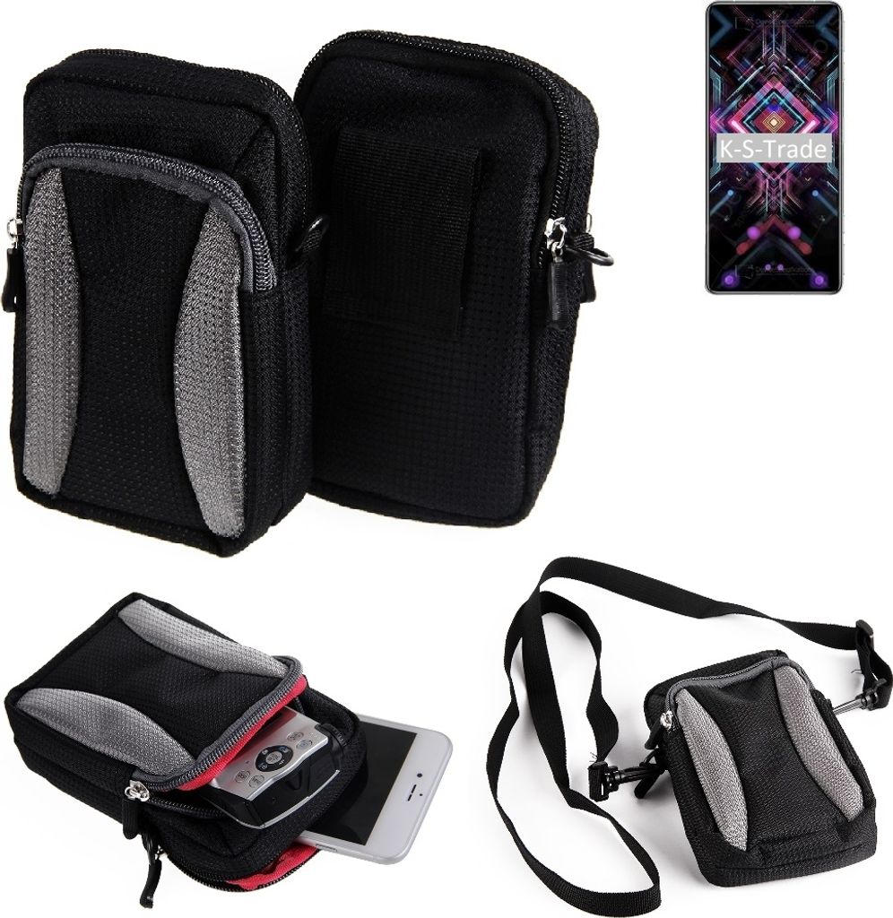 K-S-Trade Holster Schutz Hülle kompatibel mit Xiaomi Redmi K40 Gaming Edition Handy Hülle Gürteltasche Umhängetasche mit Zusatzfach schwarz
