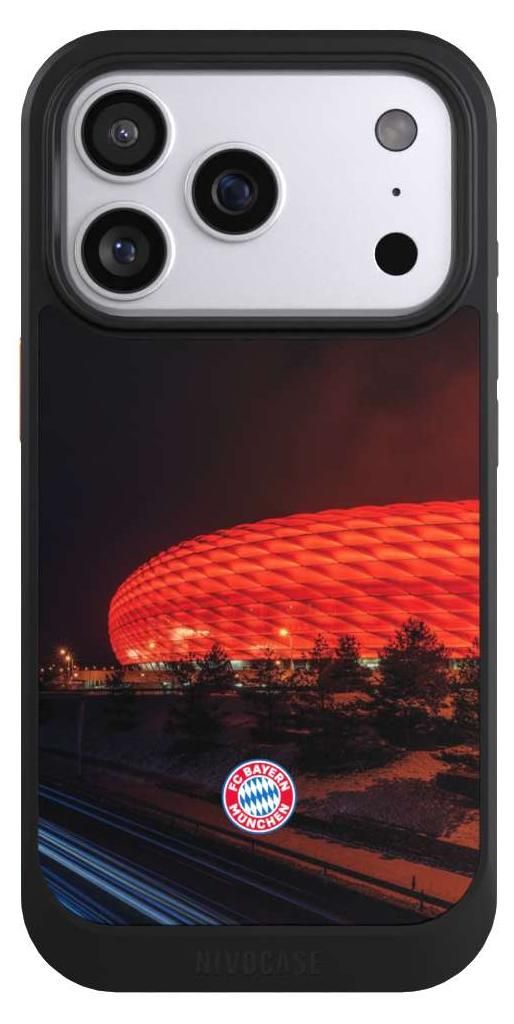 NIVOCASE Hülle für Apple iPhone 17 Pro Handyhülle NIVOcore Case Schwarz FC Bayern München FCB Stadion