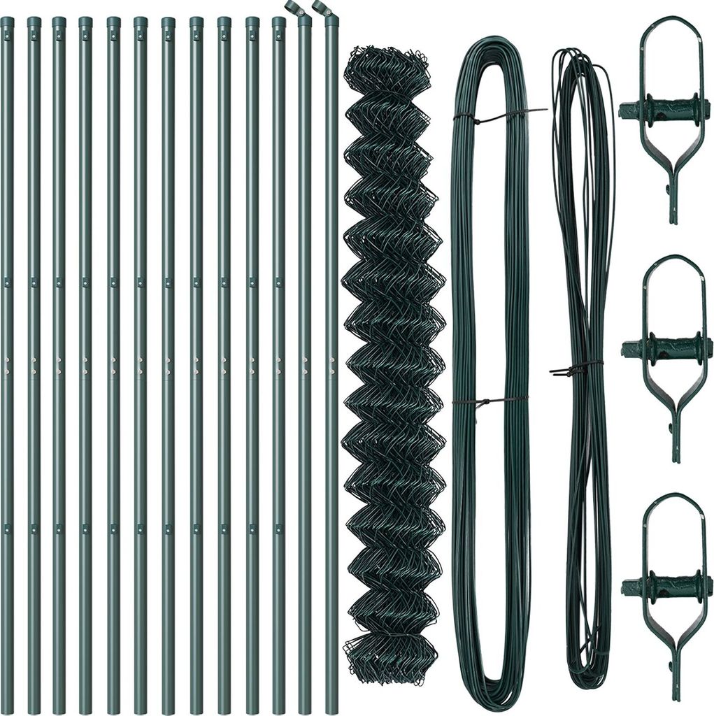 Möbel Kettengliedzaun Set von 2 Grün Galvanisierter Stahl 1,5 x 25 m - Metallzäune 3351092