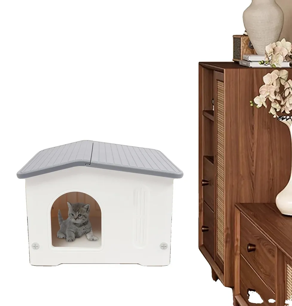 Maison chat pour balcon et salon en PEHD - Espace de repos 58x45cm stable