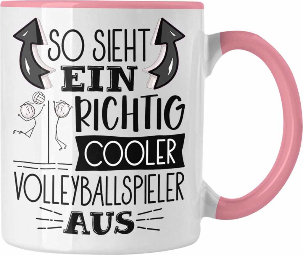 Trendation - Volleyballspieler Tasse Geschenk So Sieht Ein Richtig Cooler Volleyballspieler Aus Geschenkidee Spruch Lustig Becher (Rosa)
