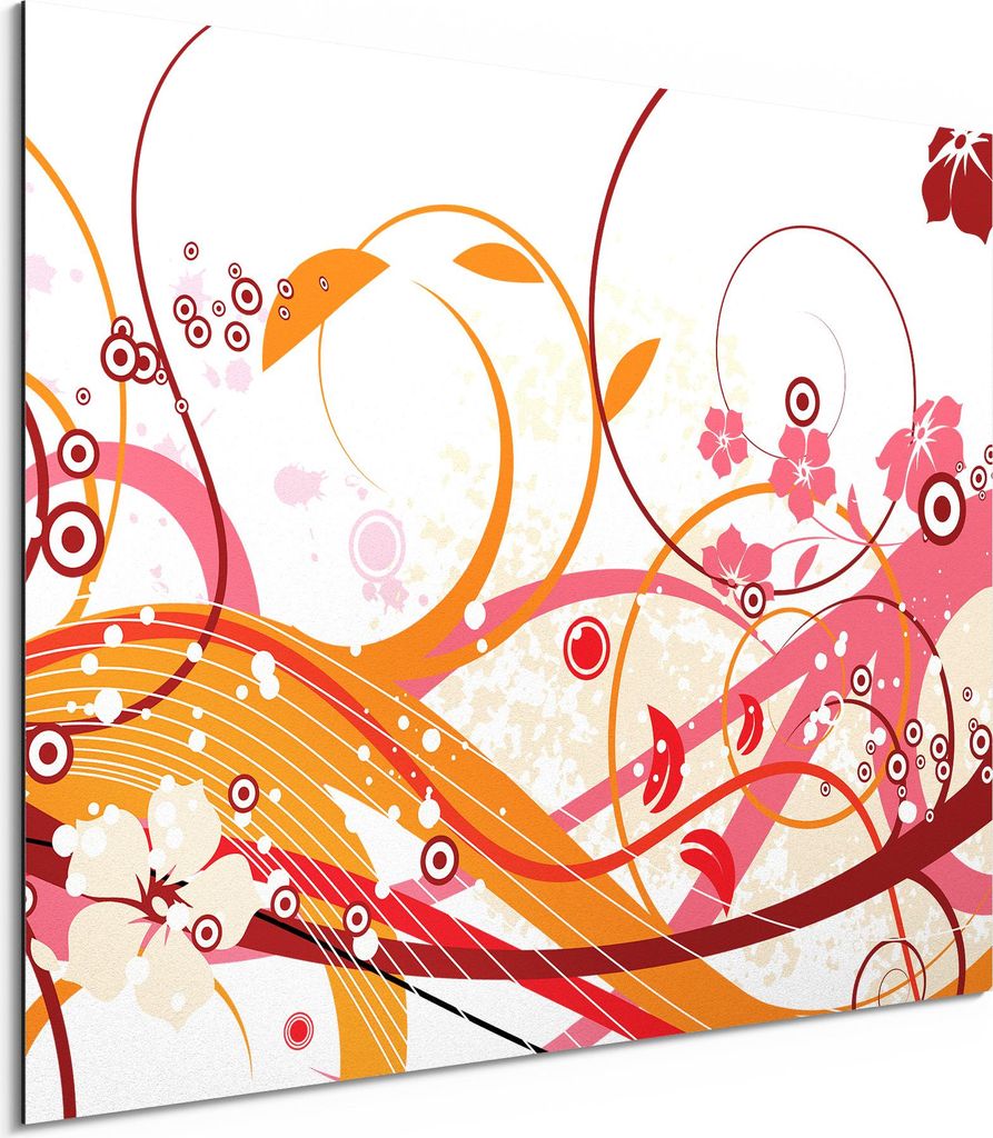 DEQORI Alu-Dibond Bild Weiß 40x30 cm 'Die Sommerlinien' Wandbild Metall dünn Design