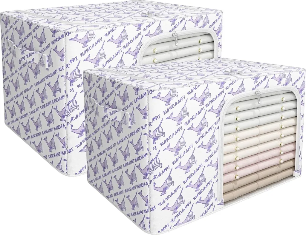 KANCAMPI Boîte de rangement renforcée en coton - Set de 4 pièces gris