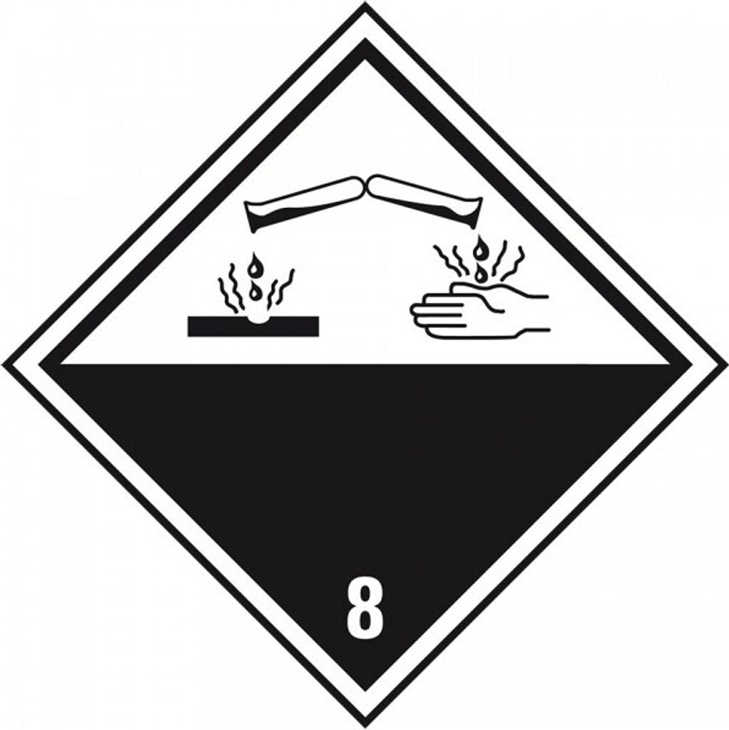 Dreifke Aufkleber I Verpackungskennzeichen Kl. 8 Ätzende Stoffe, Folie, seew...
