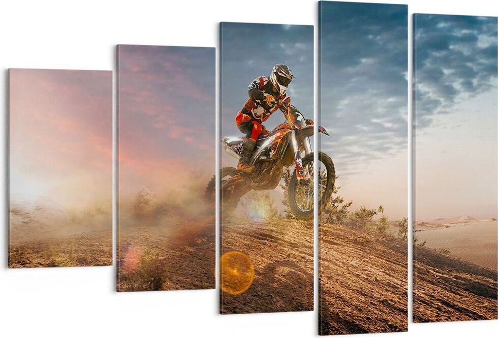 Bild auf Leinwand - Leinwandbild - Motor Reiten Helm - 150x100cm - Wand Bild - Wanddeko - Leinwanddruck - Bilder - Kunstdruck - Wanddekoration - Le...