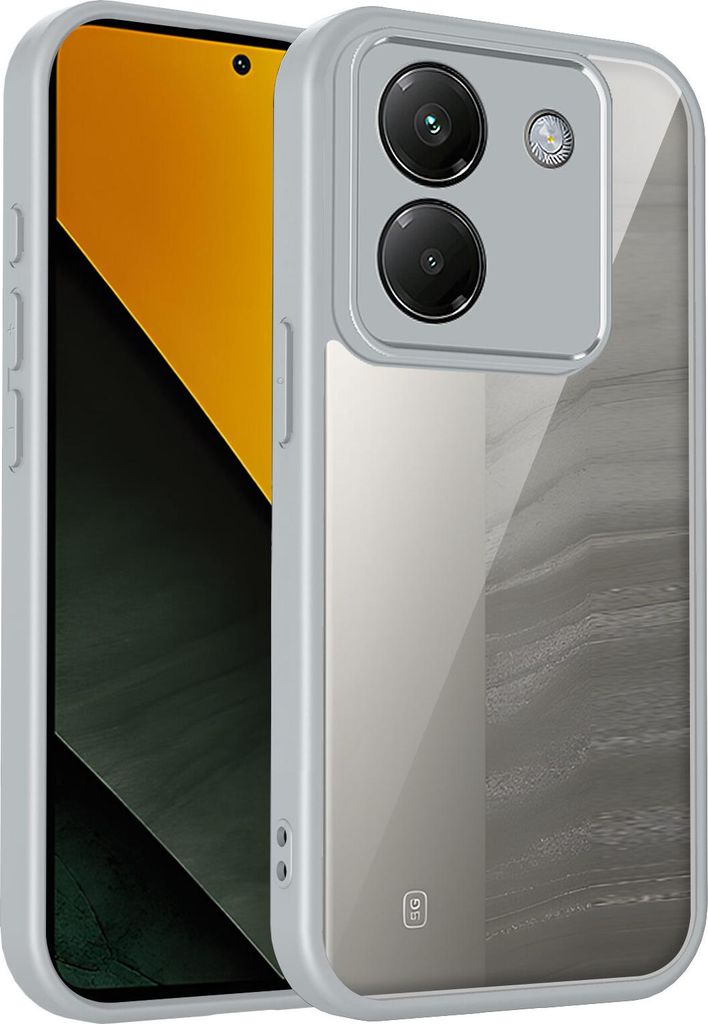 Hülle für Xiaomi Poco M7 Pro 5G Transparente Rückseite TPU Bumper Stoßfest Handyhülle Grau