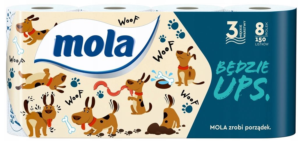 Mola, Papier toaletowy 3-warstwowy Ups, 8 rolek Zdjęcie produktu 