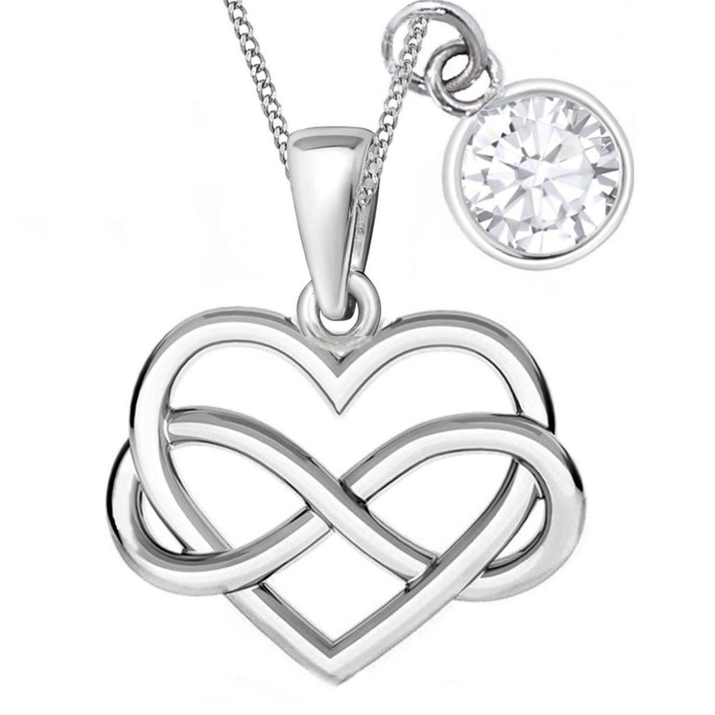 Infinity Herz Halskette mit Zirkonia Unendlichkeit Anhänger I 45cm

