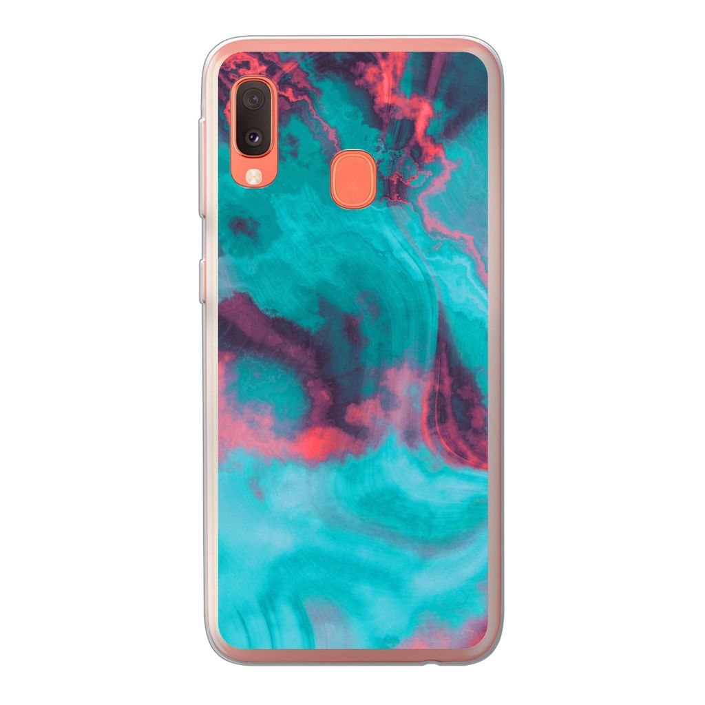 MuchoWow Handyhülle Schutzhülle Hülle für Samsung Galaxy A20e Abstrakt - Neon - Rosa - Blau Silikon Softcase Handy Hülle - Abdeckung - Gebur...