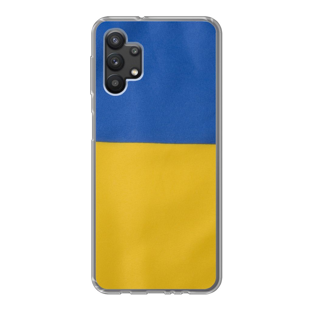 MuchoWow Handyhülle Schutzhülle Hülle für Samsung Galaxy A32 5G Nahaufnahme der Flagge der Ukraine Silikon Softcase Handy Hülle - Softcase
