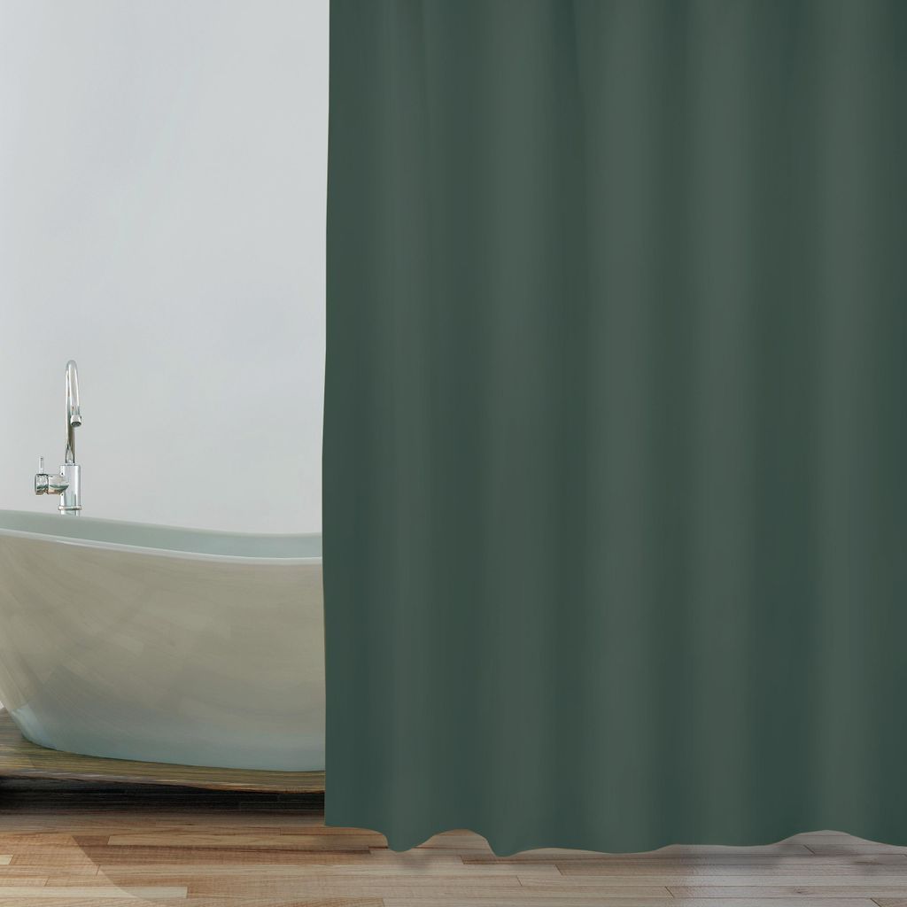 Cortina de ducha MSV, tejido, 180 x 200 cm, verde oscuro, Imagen del producto 