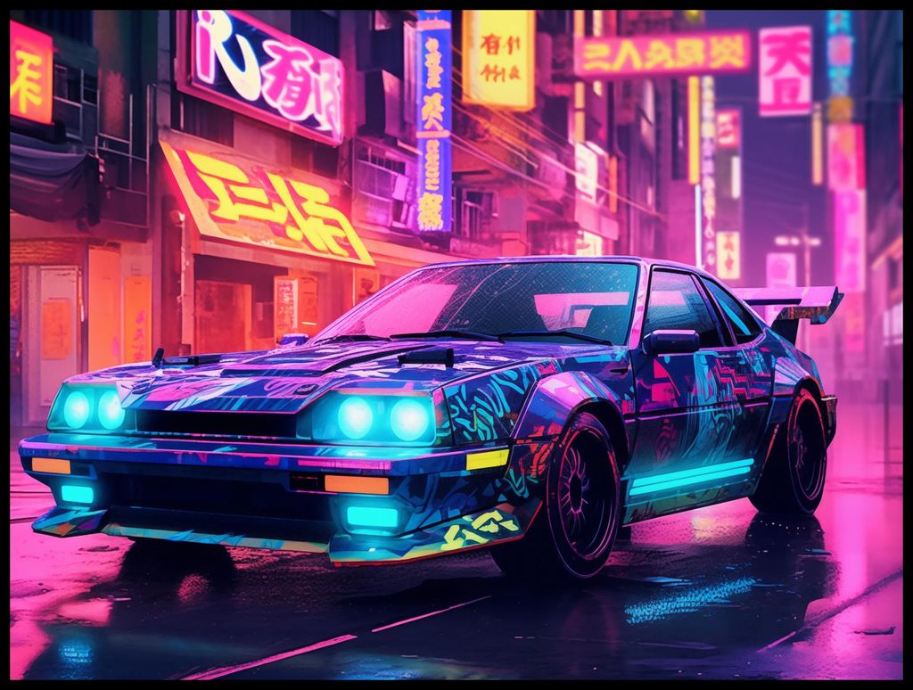 Plakat 100x75cm Nächtliche Rallye in Neo-Tokio