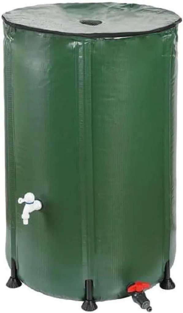 Récupérateur d'eau de pluie 200 litres PVC vert foncé Ø 60 cm robuste