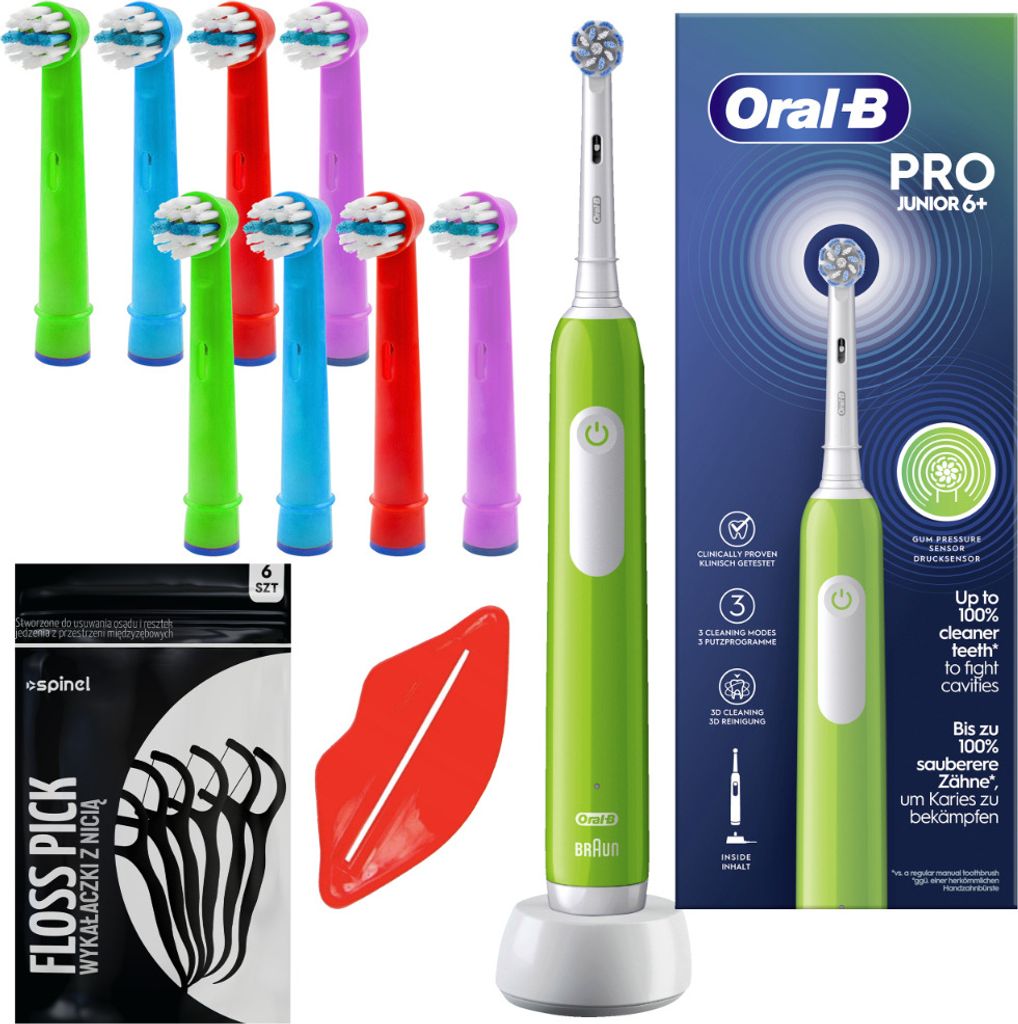 Oral-B Junior Pro Elektrische Zahnbürste Grün 8 Aufsätze Timer Kinder