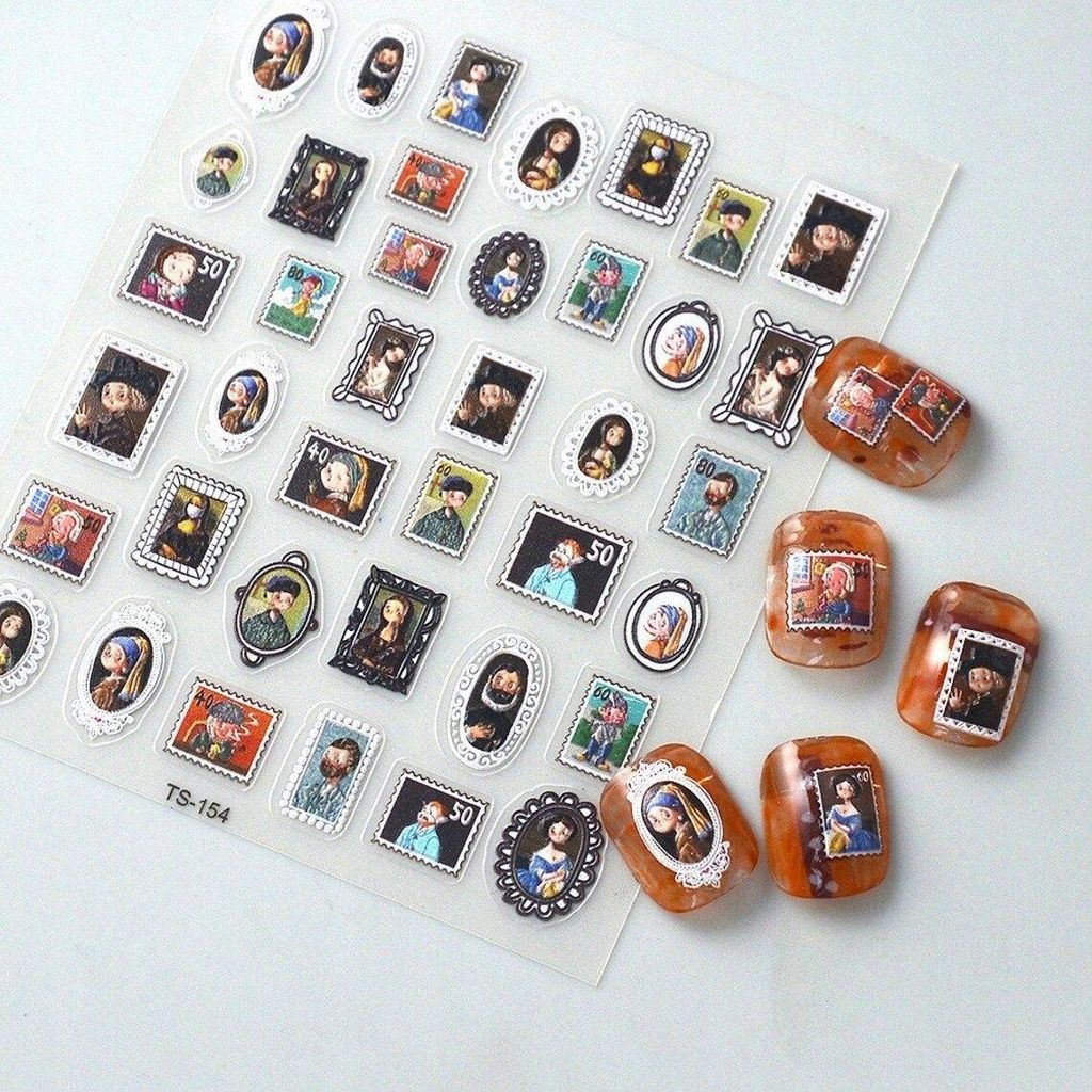 3D Nagelsticker Selbstklebend Konvexe Muster MONA LISA IMAGE