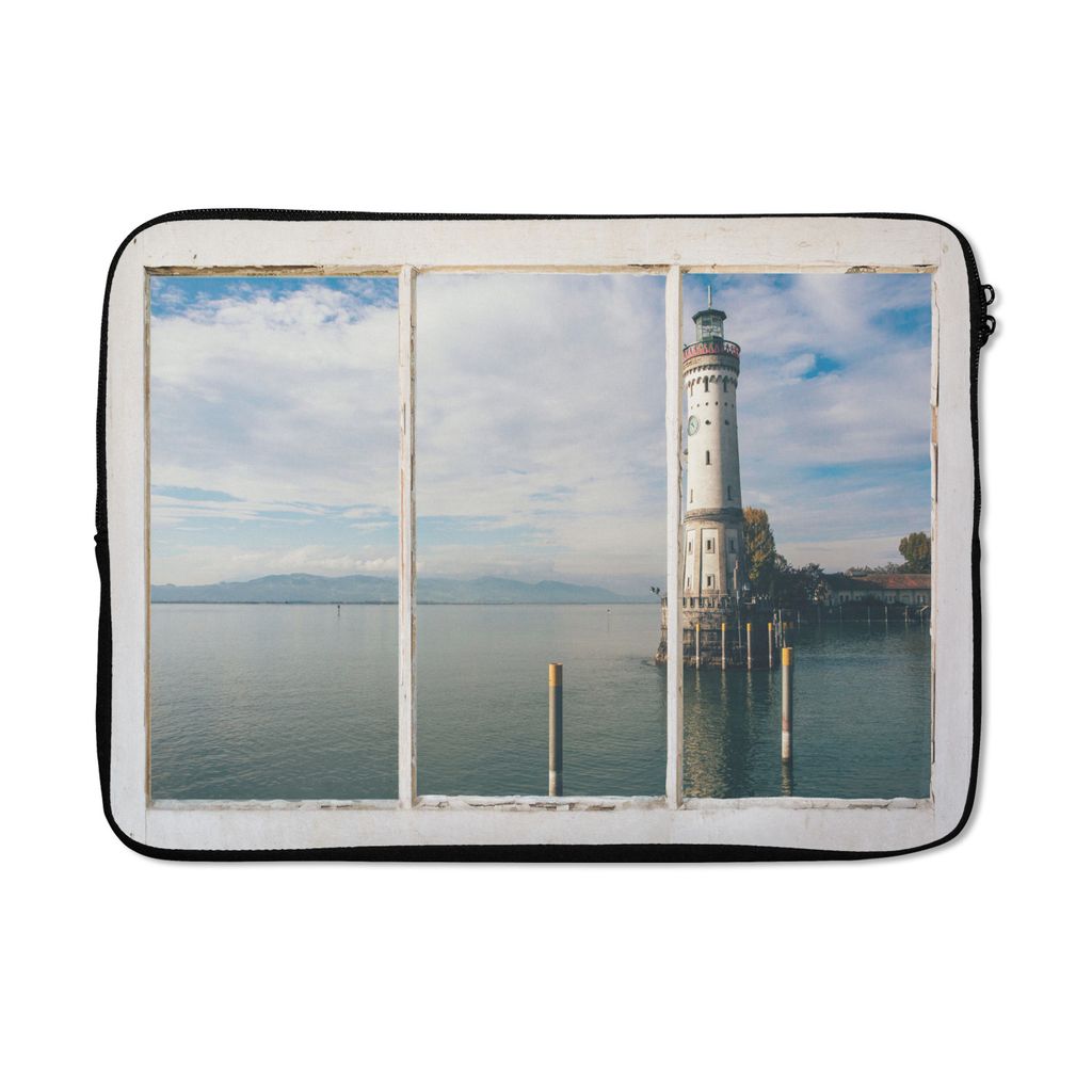 MuchoWow Laptop Hülle 14 ZollAussicht - Leuchtturm - Wasser Laptoptasche - Laptoptasche - Stoßsicher - Schutzhaube