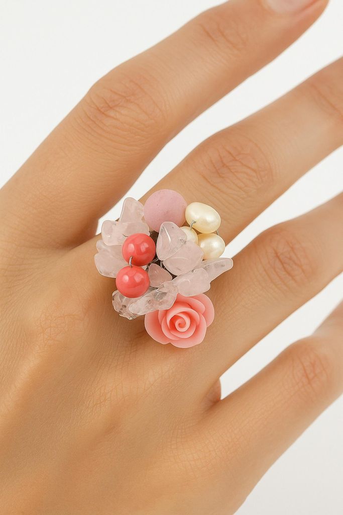 Ring Rosalia Romantisches Blütendesign mit Glassteinen von collezione alessandro