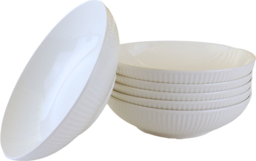 OTIX Pastaborden Bordenset 6 Persoons Tiefe Teller Suppenteller 20cm Weiß Porzellan LUNA