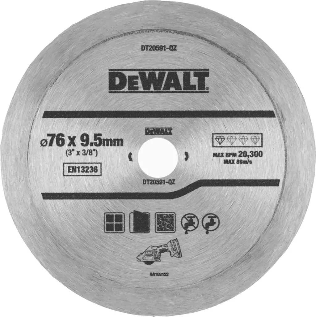 DEWALT DT20591-QZ Disco Diamantato per Piastrelle 76mm - Taglio Netto