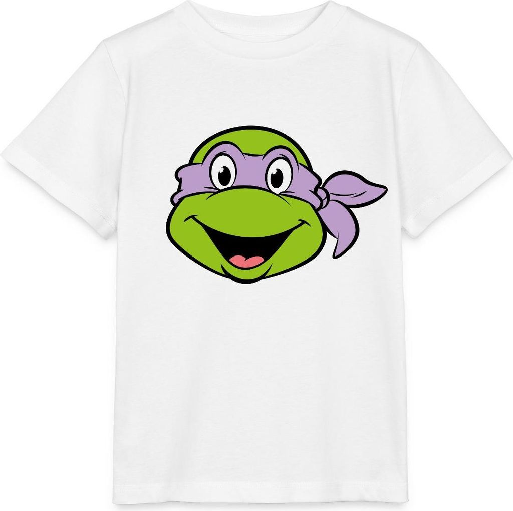 Spreadshirt Teenage Mutant Ninja Turtles Donatello Kostüm Karneval Kinder Basic T-Shirt, 122/128 (7-8 Jahre), Weiß