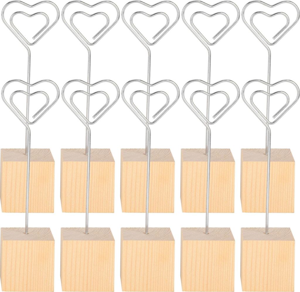 10pcs Fotohalter Notiz Message Card Bild Metall Clip Stand Massivholz Basishandwerk