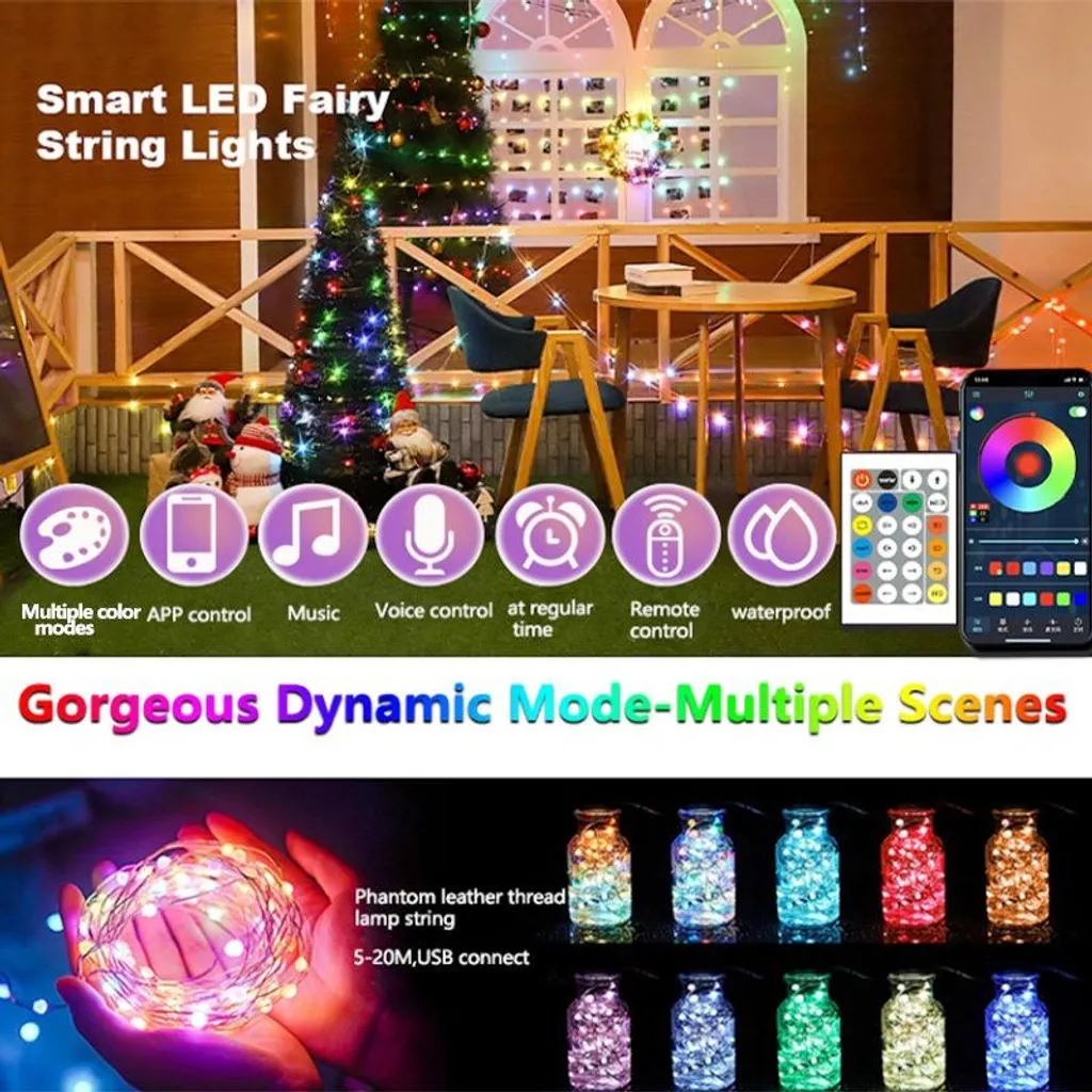 Guirlande LED USB 10M Dreamcolor avec Synchronisation Bluetooth App - 4