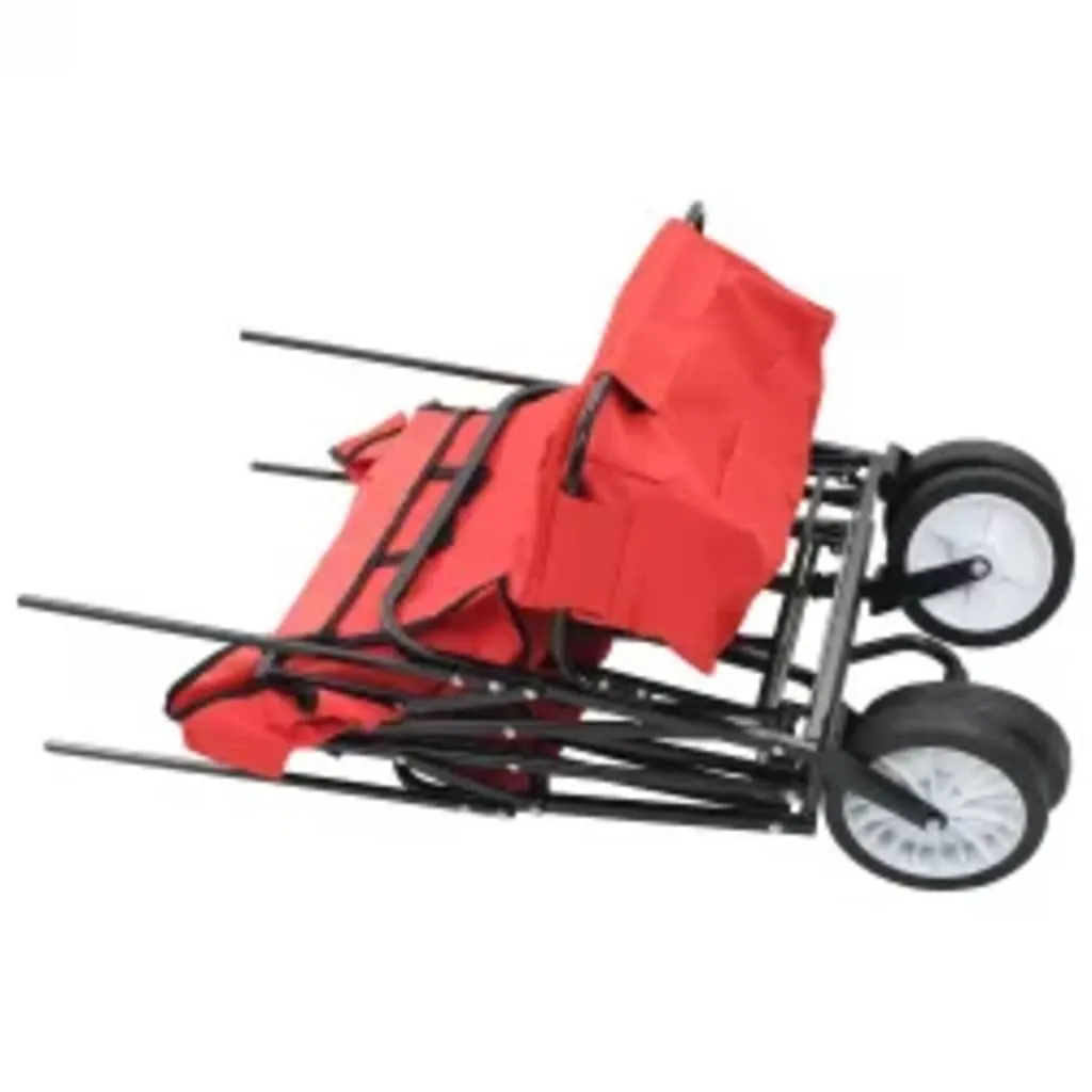 Chariot à main pliable toit solaire acier rouge structure renforcée - 4