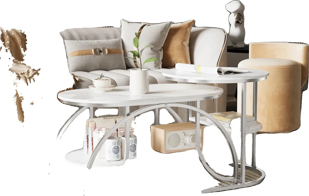 Table basse argent pour manger au salon et télétravailler confort