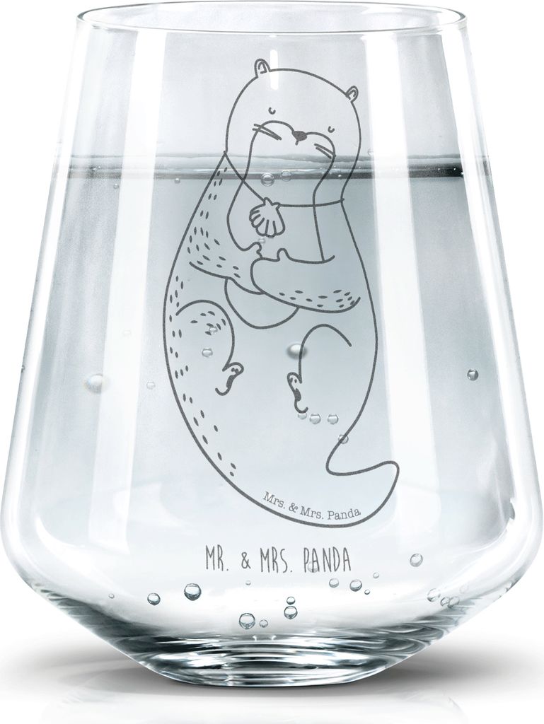 Mr. & Mrs. Panda Glas Otter Muschel - Transparent - Geschenk, Motivation, Becherglas, Trinkglas, Dekoglas, Wasserglas, Tumbler, Büro, Träumen