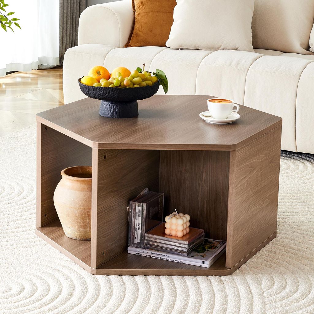 Sechseckiger Multifunktions-Couchtisch,Wohnzimmertisch, Couchtisch 79x69.4x40 cm, modernes Design, einfache Montage, vielseitig für Wohnzimmer & mehr